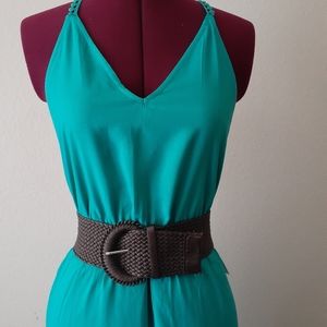 Wide Brown Woven Waist Belt Small 32 inches